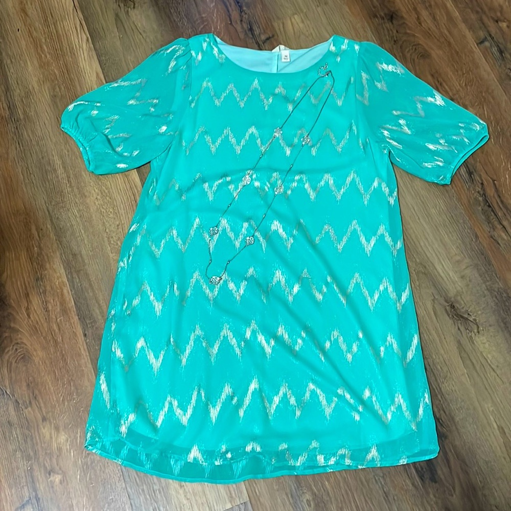 Francesca’s Teal Shiney Dress